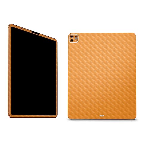 Image of MightySkins Carbon Fiber Skin Compatible with Apple iPad Pro 12.9 inch M2 6th Gen (2022) Full Wrap Kit - Solid Orange | Protective, Durable Textured Carbon Fiber Finish | Easy to Apply | Made in The USA