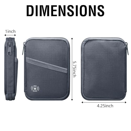 FIREDOG Passport Holder for Travel,RFID Blocking Passport Holder & Travel Wallet for Men and Women - Secure Organizer Multiple Card Slots, Holds Passports, Cards, Tickets, ID, Cash Holder(Grey) 6