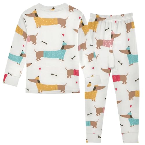 Dog Paw Prints Bones Cotton Pajamas 2 Piece Pj Holiday Pajamas for 18 Months2