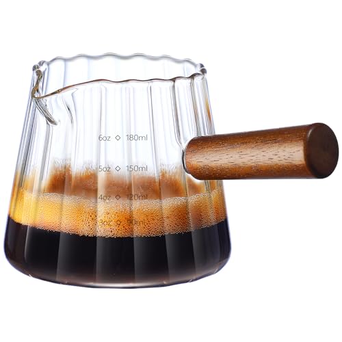 TIWPAJS 6oz Glass Espresso Cup with Wood Handle