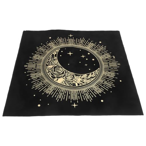 Kichvoe Mantel de Tarot de Tejido Negro Diseño Enigmático y Suave para Embellecimiento del Hogar y Lectura de Adivinación