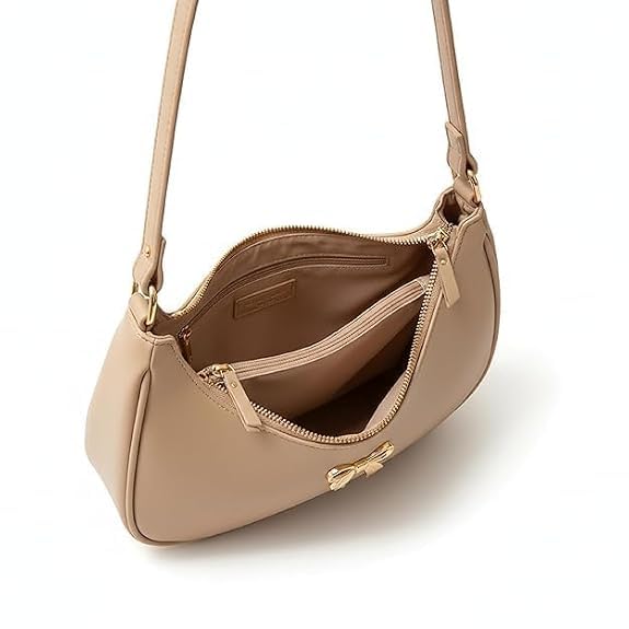 Image of Sky Magic Stylish Bag Women's Hobo Shoulder Bag with Bow Detail, Faux Leather Crossbody Handbag for Women