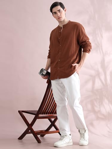 Image of StitchX Men's Full Sleeve Mandarin Collar Shirt