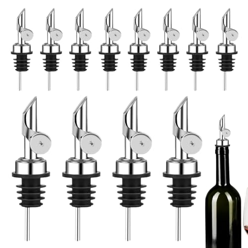 Boquilla de aceite de oliva, 12 boquillas de licor, dispensador de tapón de vinagre de aceite de oliva de acero inoxidable para ensalada de alcohol, salsa de soja