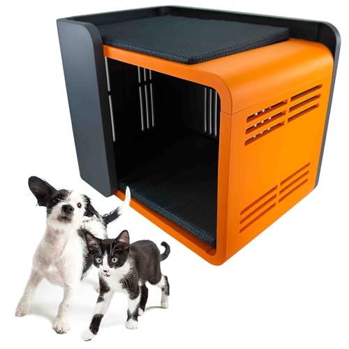 Lista de Colchones Delgados - solo los mejores. 47 KE WOOW Casa para Mascotas Medianas y Chicas, Dos Pisos, casa para Perro, Gato, Conejo, Incluye Dos colchones Delgados, Color Gris-Naranja, 60 x 42 x 47 cm