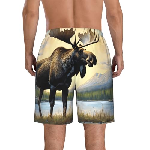Moose Cute Deer Men's Quick Dry Beach Shorts Swim Trunks with Pockets Board Shorts3