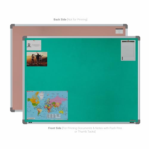 Image of Scholar Art Metis 3x4 Feet Fabric Pin Board for Study Table & Kids Room | Vibrant & Versatile Crape Cloth + High Density Soft Board for Pinning Photos, Sticky Notes & Reminders (Emerald Green)