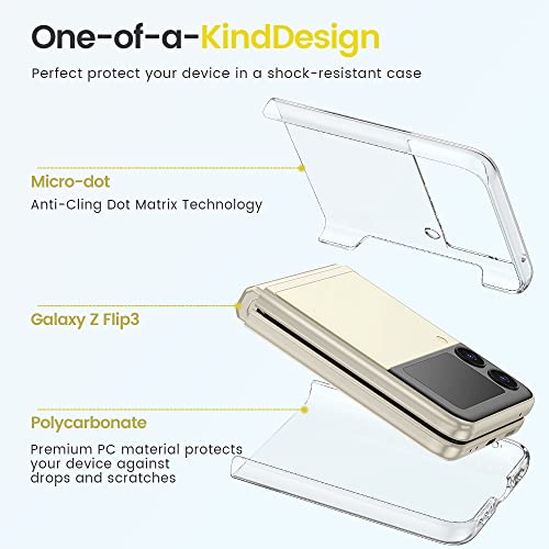 Image of VEGO for Galaxy Z Flip 3 2021 Case, 10X Anti-Yellow Heavy Duty Military-Grade Shockproof Protective Polycarbonate Phone Case, Slim Thin Cover for Samsung Galaxy Z Flip 3 5G - Full Clear