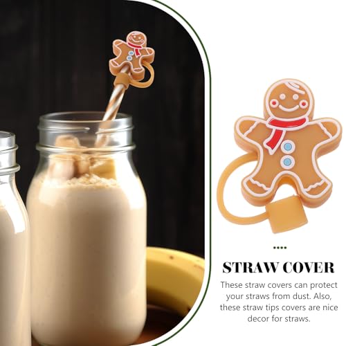 UKCOCO 4 pcs toppers navideños de silicón para pitillos miniatura 2
