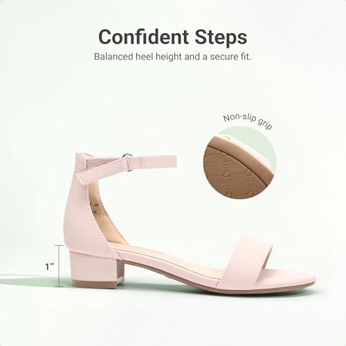 Image of DREAM PAIRS Girls Sandals Low Heel Dress Pump Ankle Strap Flower Wedding Party Shoes for Little Kid /Big Kid