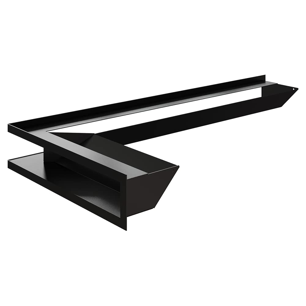 KRATKI Rejilla de ventilación para chimeneas Rejilla de Esquina Izquierda con Entrada de Aire Cubierta 45 Grados Acero Pintado en Polvo 80x40x9cm Negro | Salida de aire de 45° para ventilación de chimenea. Para distribución de aire caliente