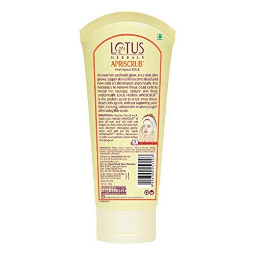Image of Lotus Herbals Apriscrub Fresh Apricot Scrub | Natural Exfoliating Face Scrub | Chemical Free | For All Skin Types | 180g (Pack Of 2)