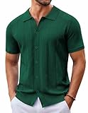 COOFANDY Mens Summer Beach Shirt Untucked Button Down Shirts Casual Wedding Shirts Green