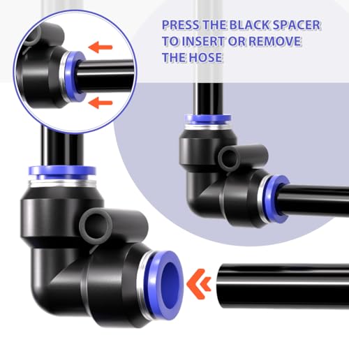 Bwintech 12 Stück 12mm 90 Grad Winkel Pneumatikanschluss, 2 Wege Kunststoff Schnellverschluss PV Luftleitungsadapter