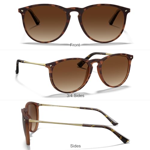 CARFIA Round Sunglasses for Women Polarized UV Protection, Trendy Retro Designer Style CA51003