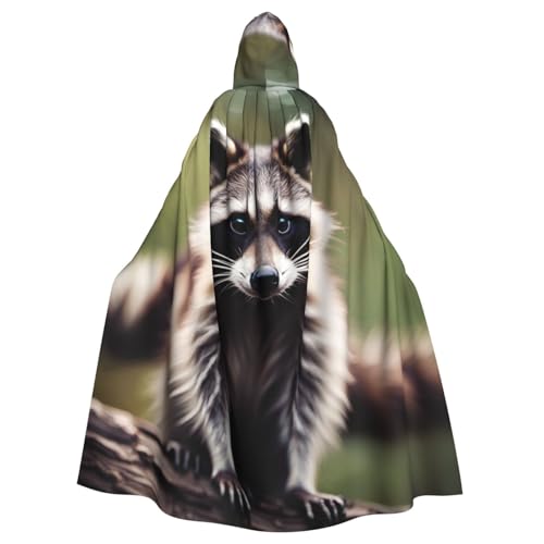 Cape à capuche imprimé raton laveur unisexe pour costume d'Halloween adulte