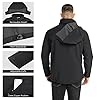 33,000ft Men's Softshell Waterproof Jackets Fleece Lining Outdoor Windproof Windbreaker Coats with Multi Pockets Removeable Hood Black 3XL #1