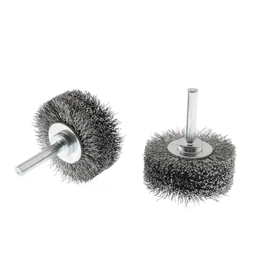 Image of ZYAMY 2PCS Wire Brush Drill Wheel 2 inch Polishing Grinder Cell Phone Auto Parts Drilling Carbon Steel Wire 1 /4 inch Round Shank Heavy Duty Wire Brush for Pipeline Railing Rust Removal Paint Removal