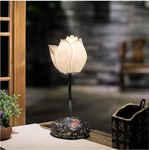 Lampe de bureau lotus moderne et de chevet design chinois pour decoration salon