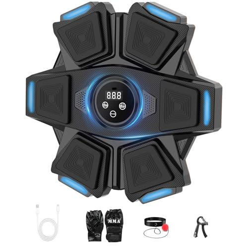 2025 Music Boxing Machine Smart Interactive Wall-Mounted Trainer with 9 Modes & 9 Speeds, LED Display, Bluetooth, for Adults & Kids - Home, Office, Gym Workout Equipment with Boxing Gloves