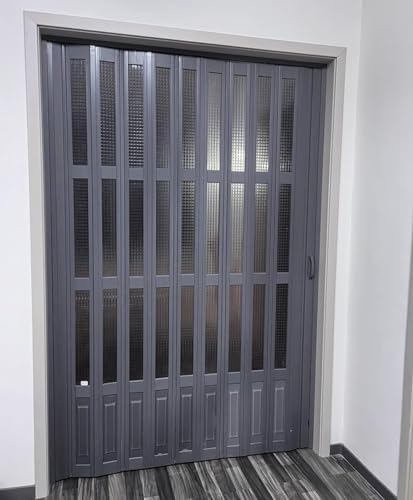 Puerta corredera interna plegable de plástico PVC con marco y vidrio acrílico, diseño de acordeón para dormitorio, balcón, tamaño personalizado disponible