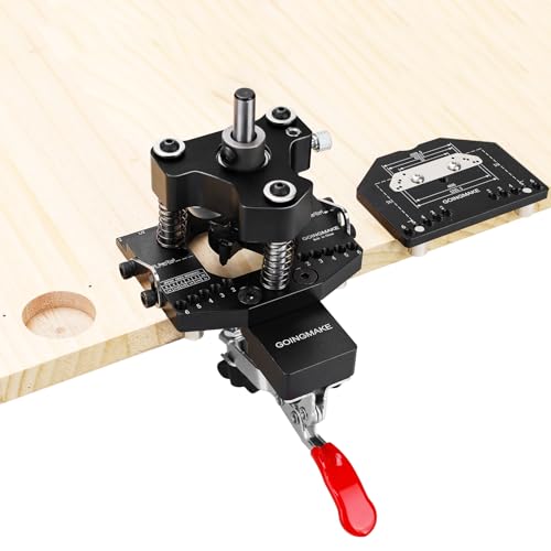 GOINGMAKE 3-Axis Concealed Hinge Jig Ultra with Extra Hinge Screw Hole Guide and Quick Clamp,Metal Cabinet Hinge Jig,35mm Cabinet Door Hinge Jig Drill Guide,Woodworking Cabinet Doors Mounting Tool