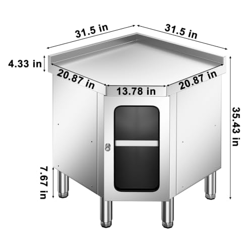 Image of Stainless Steel Corner Cabinet Prep Table with 304 Stainless Steel Worktop