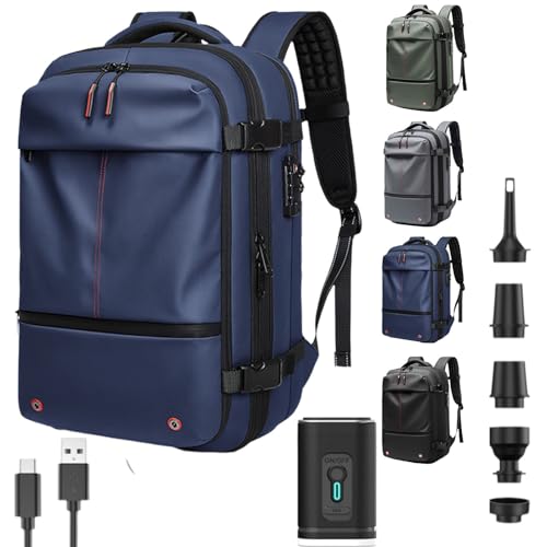 Quenta Spacevac - Mochila extensible multifuncional de gran capacidad, 60 L extensible impermeable con bomba de aire, azul, 60 Liter