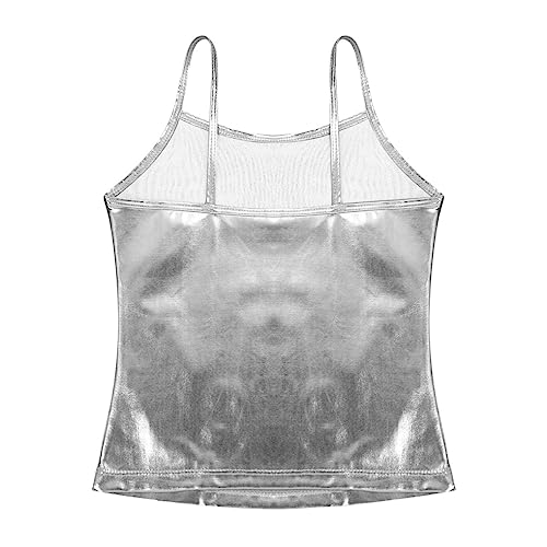 Girls Camisole Straps Shiny Metallic Tank Top for Gymnastic Dance Performance Top4