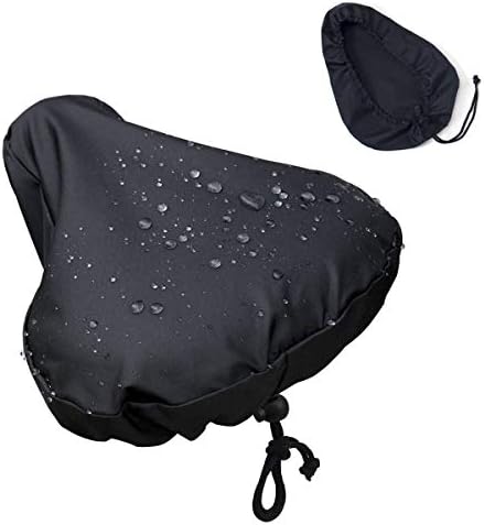 Bike Seat Cover – 2pcs Bicycle Seat Rain Cover, Waterproof Bike Cushion Seat Protector with Drawstring for Rainproof and Dust Resistant (Black)
