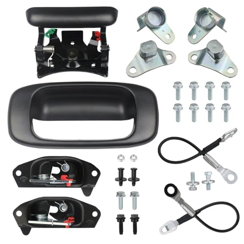 Tailgate Hardware Rebuild Kit for Truck Bed Door Compatible with 1999-2007 Chevrolet Chevy Silverado GMC Sierra Tailgate Parts Tail Gate Handle Latch Hinge Cable Striker Bolt Set