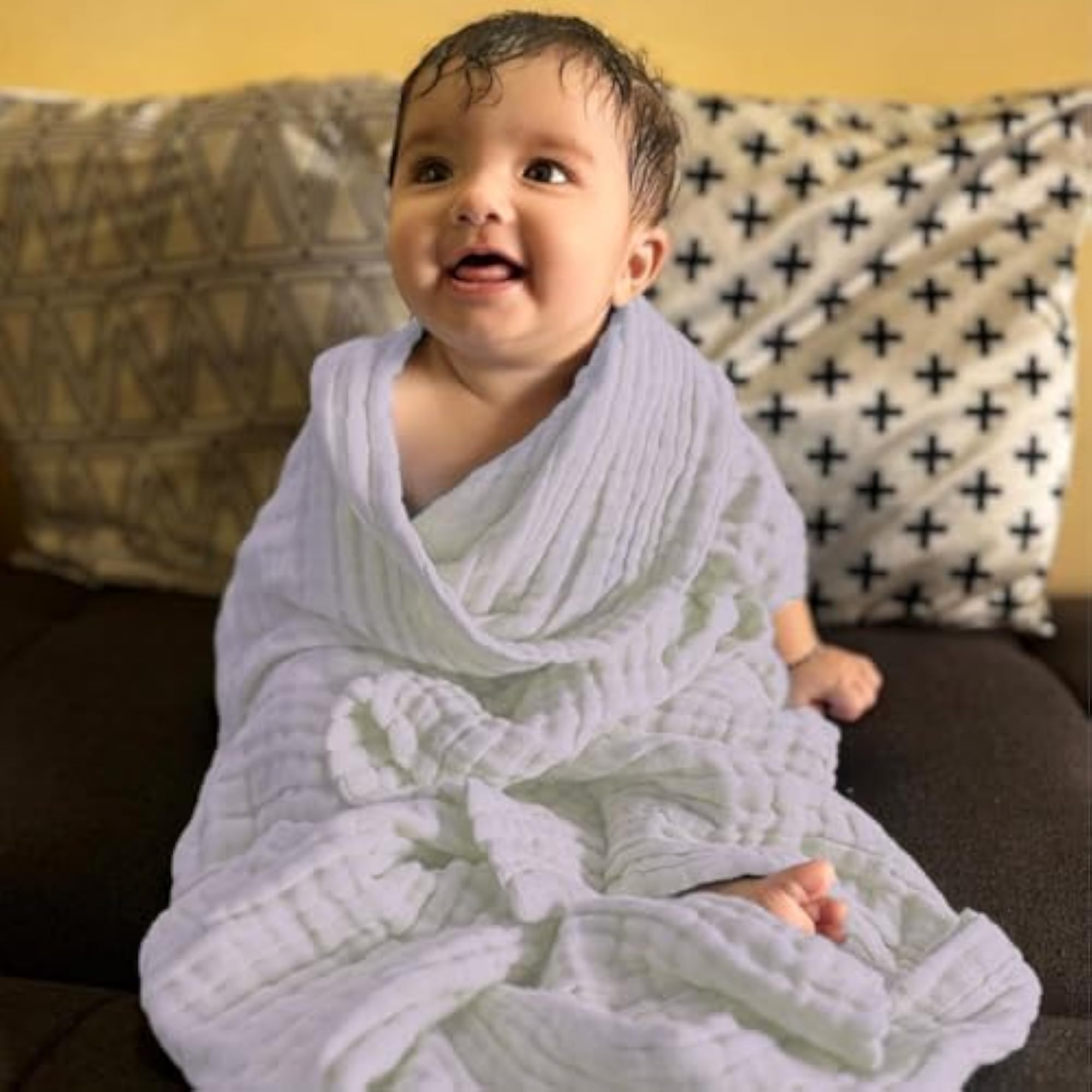 100% Cotton 6-Layer Muslin Baby Blanket, Soft & Breathable