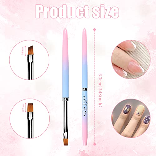 2 Pcs Round&Angled Nail Art Clean Up Brushes,Nail Painting Brushes For Cleaning Polish Mistake On The Cuticles,Painting Brushes For Nail Art And Designs #TOP1