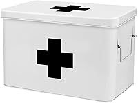 Vista 11 de Caja de medicamentos Flexzion, botiquín de farmacia para el hogar, 33 x 21 x 19 cm, almacenamiento de medicamentos de metal para emergencia, Rosa