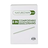 NatureZway Pro (3,000 Pack) 8" Individually Wrapped Giant Straws: Restaurant Grade, Plant-Based, Compostable - Eco-Friendly Sipping Solution for Bars, Restaurants, and Cafes