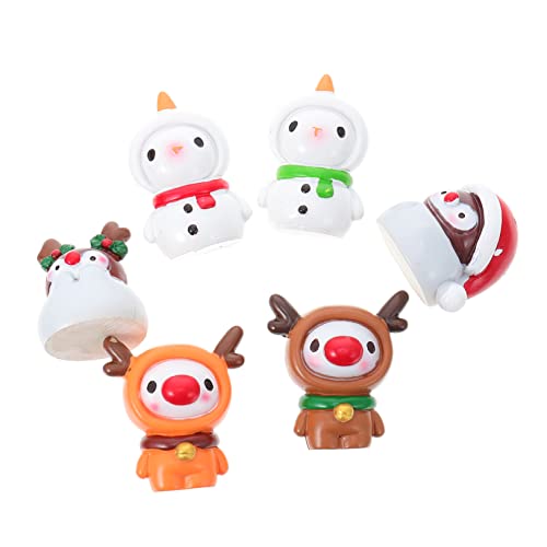 VICASKY 6 piezas adornos navideños casa de muñecas de resina de alta calidad para decoración festiva para Navidad y proyectos de bricolaje duraderos y