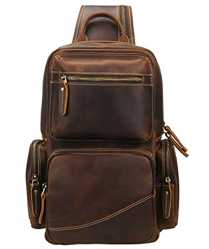 LANNSYNE Vintage Herren EchtLeder Schultertasche Umhängetasche Crossbody Single Strap...