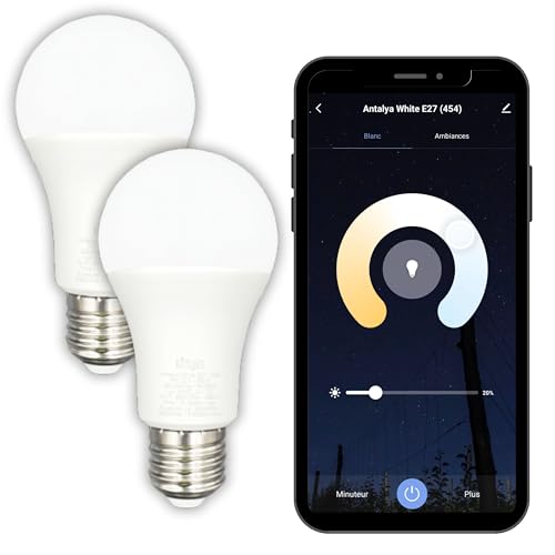 Konyks Lampadina connessa - Smartbulb Antalya White E27 - WiFi a LED + Bluetooth 780 lumen, 9 W, Bianco regolabile, compatibile con Alexa o Google Home, Dual Pack