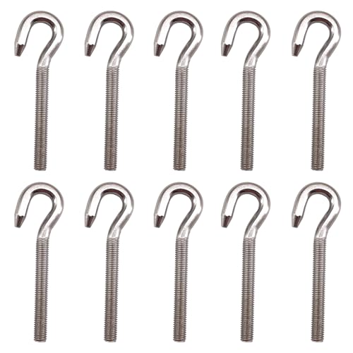 Image of Long Shank Hook Bolts M8 304 Stainless Steel Round Hooks Eyelet Bolts Ring Screw for Yacht Boat Marine Swing Chair Yoga Hammock 10 Pack
