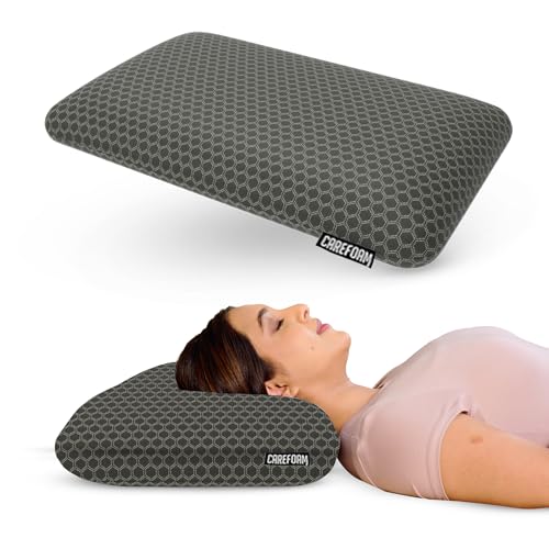 Image of CareFoam Orthopedic Memory Foam Pillow for Comfortable Sleep, Neck & Shoulder Pain Relief with Removable Zipper Black Jacquard Cover 24 x 15 x 5 Inch Pack of 1