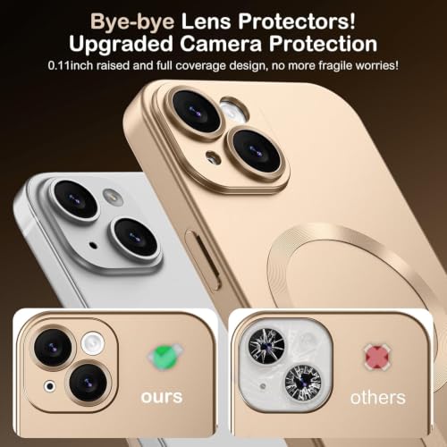 Image of DIZORO Magnetic Case for iPhone 13 / iPhone 14 Cover [Compatible with MagSafe][Built-in Camera Lens Protector] Slim Soft Silicone Bumper Shockproof Metallic Luster Back Cover Phone Cases (Desert)
