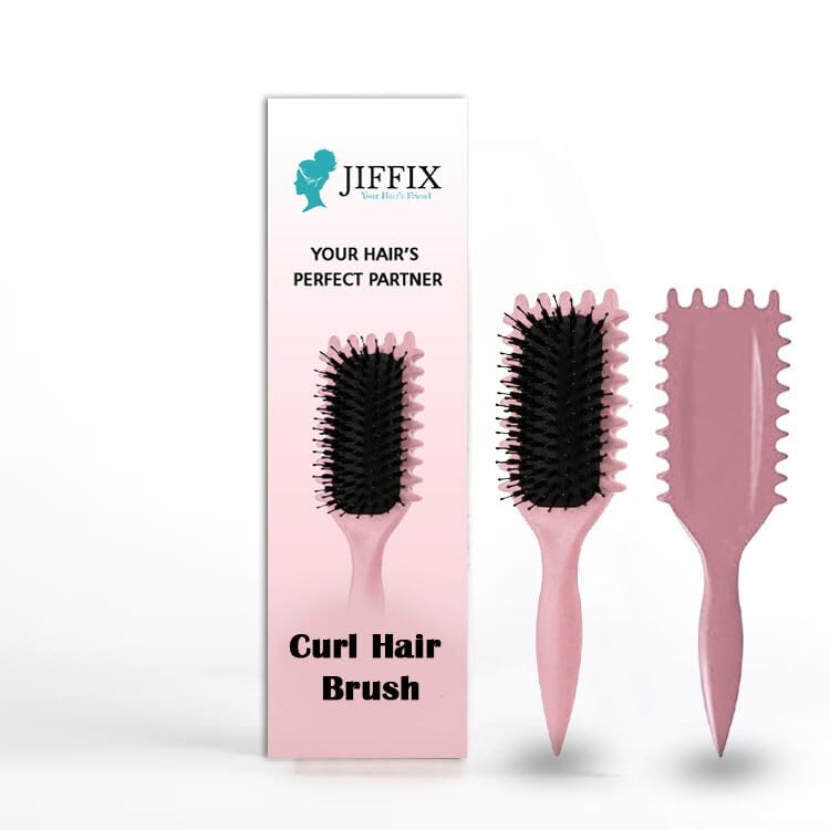 Image of Curly Hair Brush - Curl Defining & Detangling Brush for Women & Men - Boar Bristle Styling Brush for Shaping, Combing & Enhancing Natural Curls - Suitable for All Hair Types (pink)
