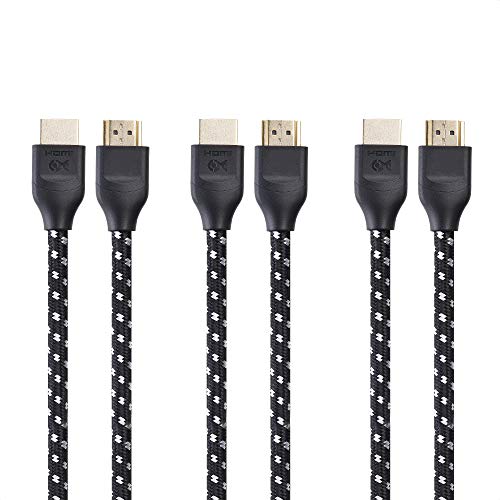 Cable Matters 3-Pack 48Gbps Ultra HD 8K HDMI Cable (Braided 8K HDMI Cable) with HDR for PS5, Xbox Series X/S, RTX3080 / 3090, Apple TV, and More - 2m, 6.6 Feet