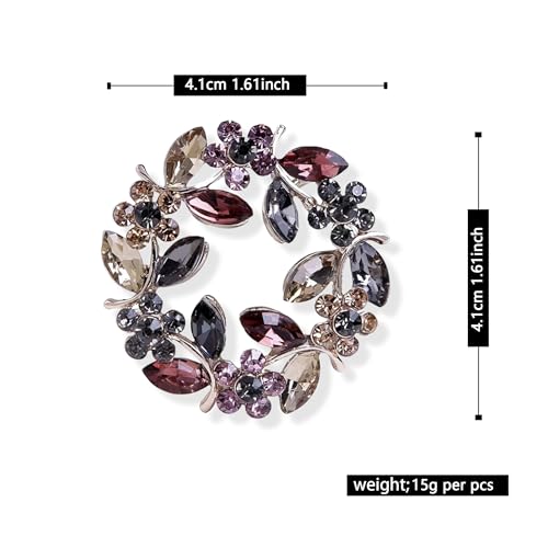 Image of GBAHFY Colours Crystal Brooch Pins Jewelry for Women Rhinestone Handmade Rose Floral Flower Brooches