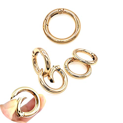 GBSTORE 10 Pcs Outside Diameter 25mm Round Spring Snap Carabiner Clip,O Rings Spring Trigger Hook for Handbag Purse Shoulder Strap,Mountaineering Camping Backpack Buckle,Keychain Keyring (Gold)