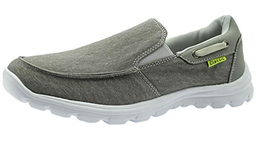 ChayChax Zapatos de Lona para Hombre Cómodo Mocasines Ligero Transpirable Náuticos Slip On Zapatillas de Deporte,Gris,42 EU=Fabricante 42
