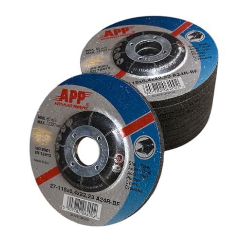 NTools SDSS Schleifbockscheibe 115 x 6 4 x 22 23 mm zum Schleifen von Stahl | Schleifscheiben für handgeführte Winkelschleifer | FEPA-Form 27 (abgesenkte Mitte) 6 4 mm dick | 5 Stück