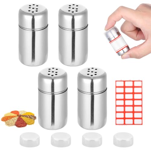 Salière de Voyage en Inox, Set 4 Pièces 15 ml avec Couvercle