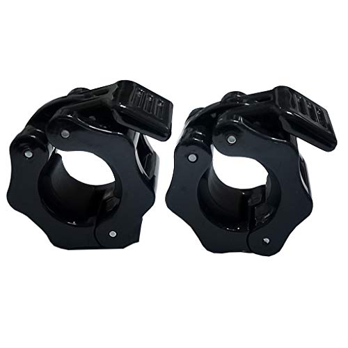 E2shop 1 Inch Locking Olympic Standard Size Diameter Barbell Clamps ABS Locking Collars Clamp for 25mm Barbells and 1'' Barbells (Black)