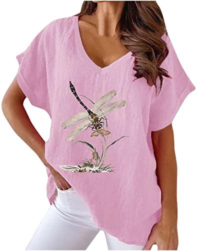 Womens Short Sleeve V-Neck Shirts Blouse Animal Funny Grahpic Design Tee Shirt Loose Casual Blouses Tops Summer 2023